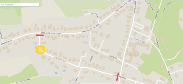 Kaart herstelling Kerkhofstraat.
