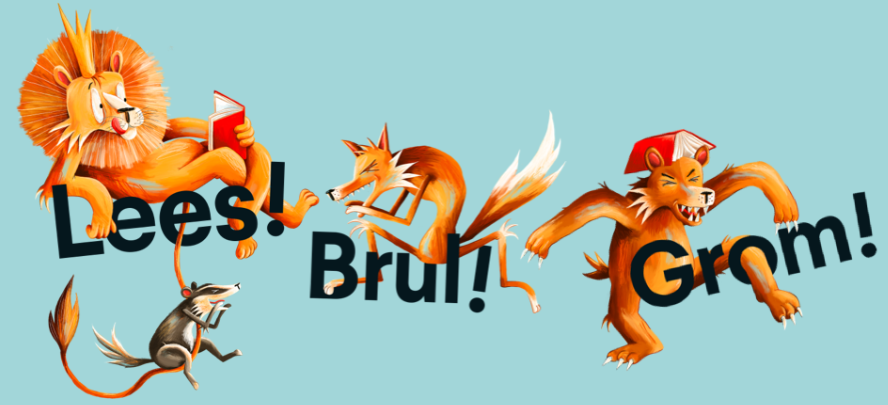 Affiche jeugboekenmaan 'Lees! Brul! Grom!'