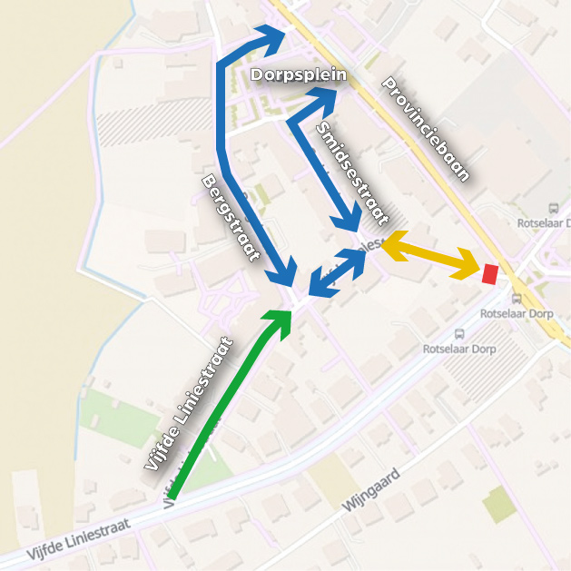 Kaartje circulatiemaatregel dorpshart Rotselaar