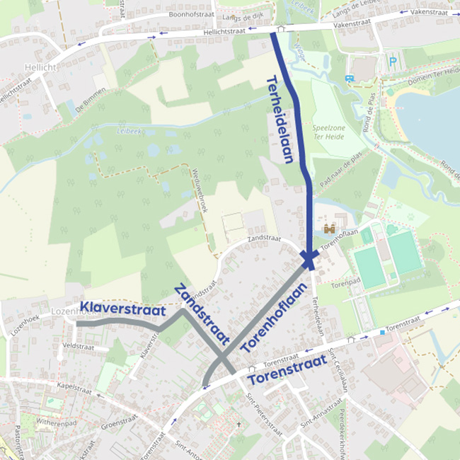 Zones netversterking Terheidelaan, Torenhoflaan, Zandstraat en Klaverstraat.