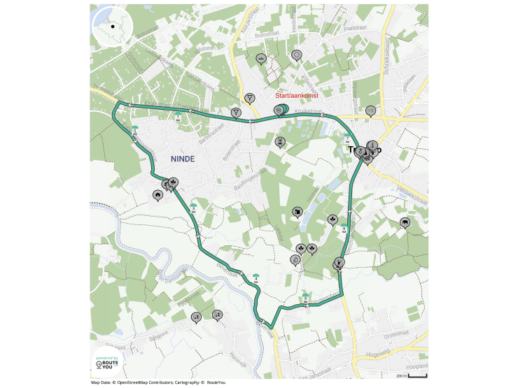 Parcours wielerwedstrijd 9 juni 2025