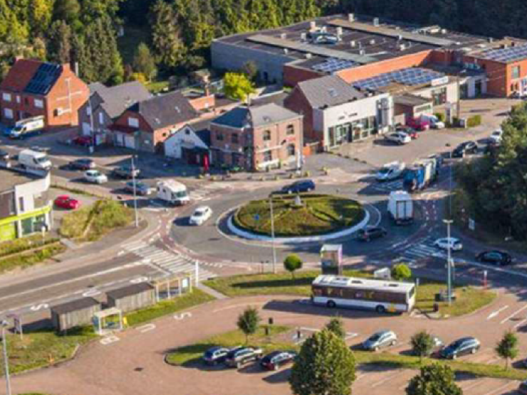 Luchtbeeld rotonde in Rotselaar.